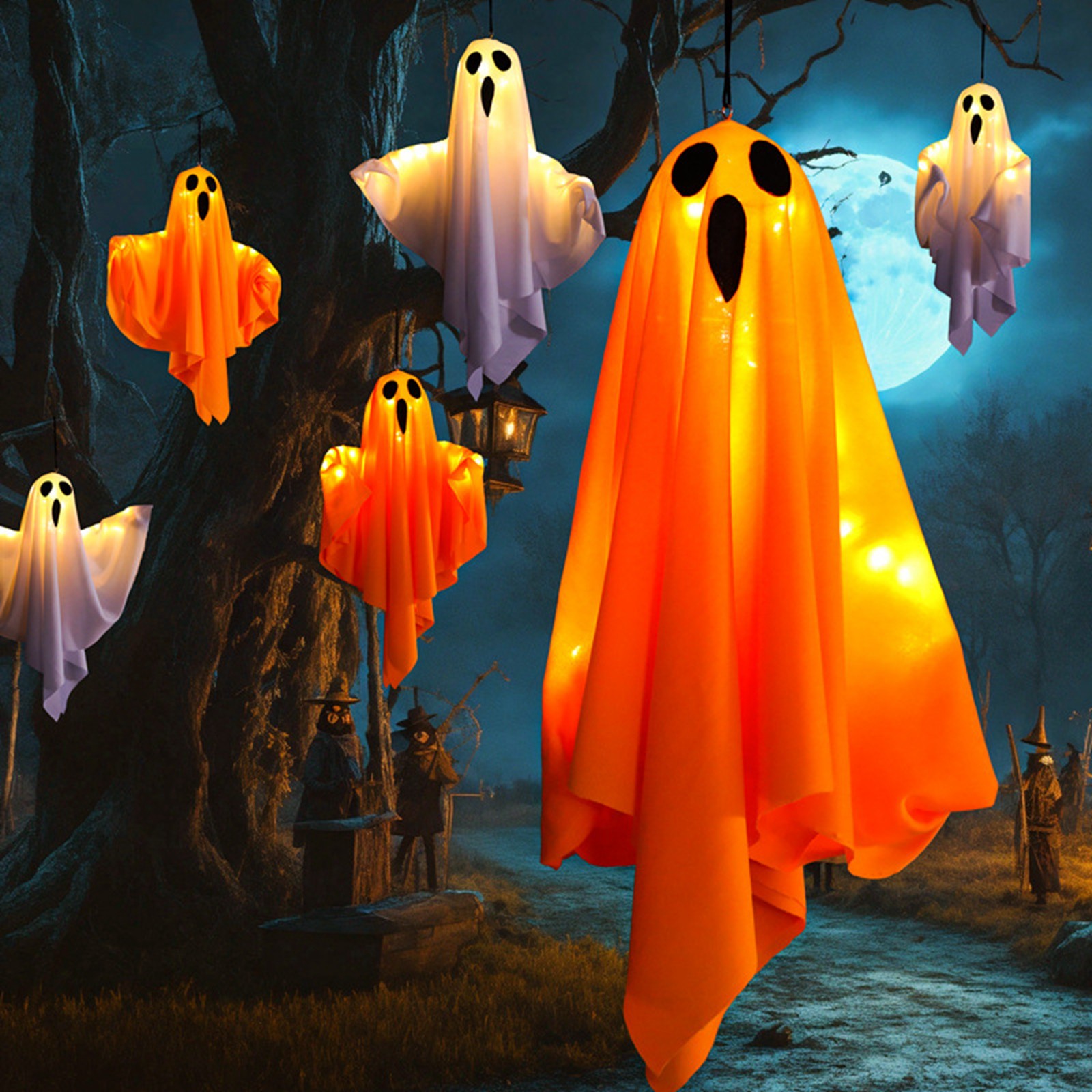 Wall Decor Lighting Tree - Halloween Ghost Hanging Decorations Halloween Hanging