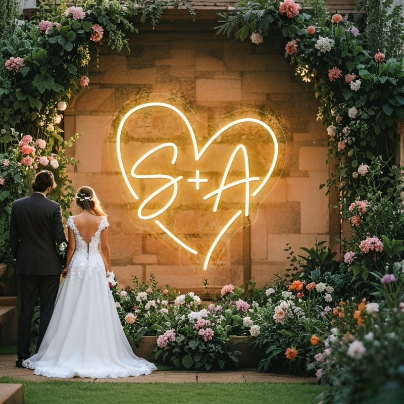 Neon Sign Custom Led - Custom Initials Heart LED Neon Sign,