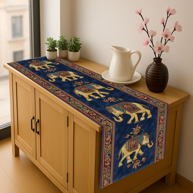 Lighting Decoration For Diwali - VIKAMA Happy Diwali Table Runner Golden