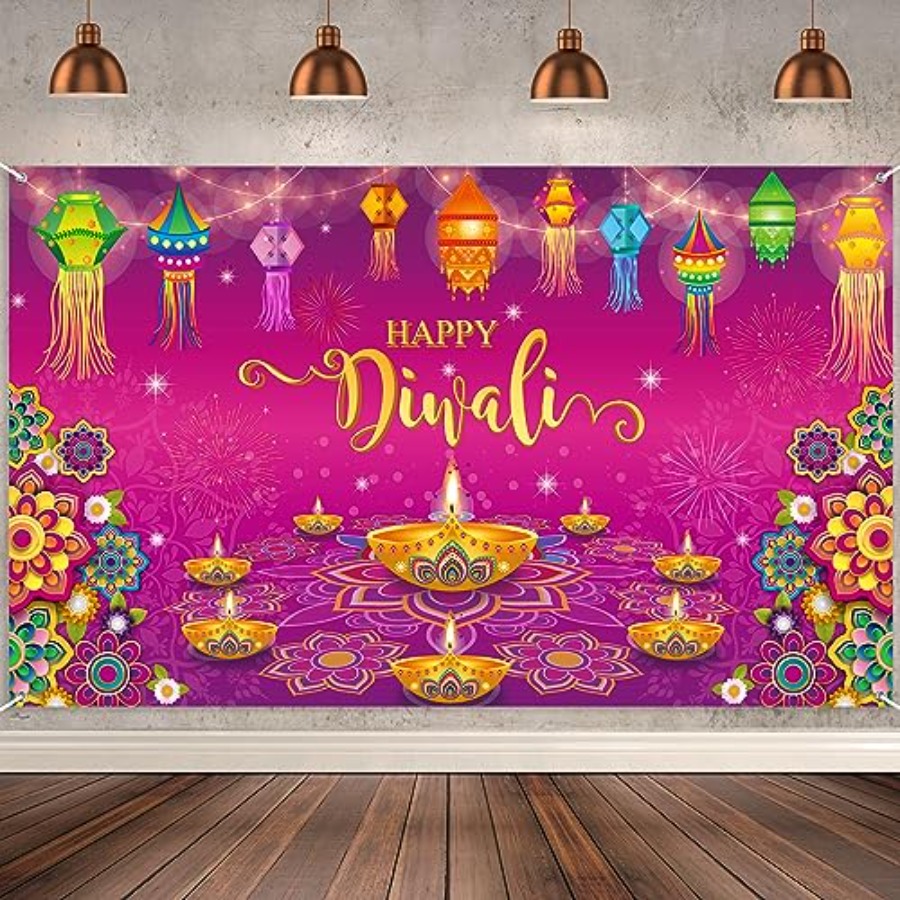 Happy Diwali Backdrop Banner D - Lighting Decoration For Diwali ulasan dan harga