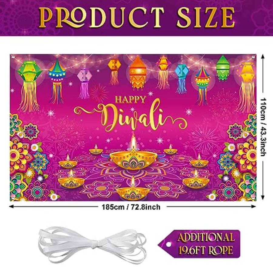 Happy Diwali Backdrop Banner D - Lighting Decoration For Diwali ulasan dan harga