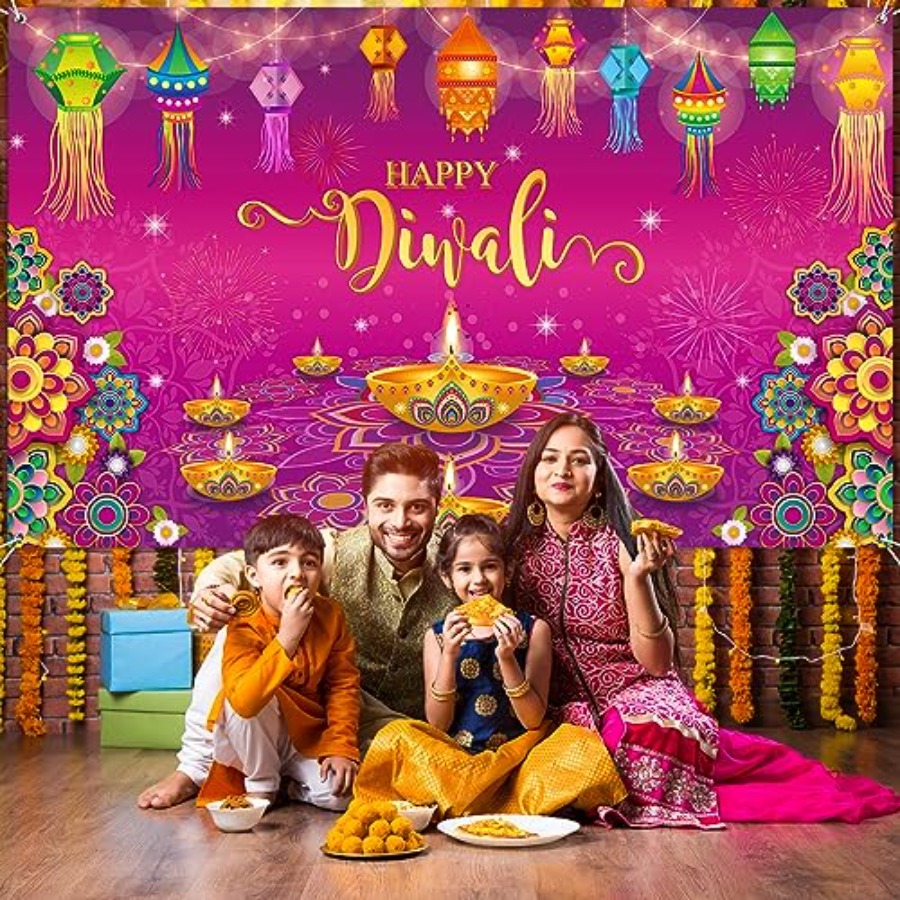 Happy Diwali Backdrop Banner D - Lighting Decoration For Diwali ulasan dan harga