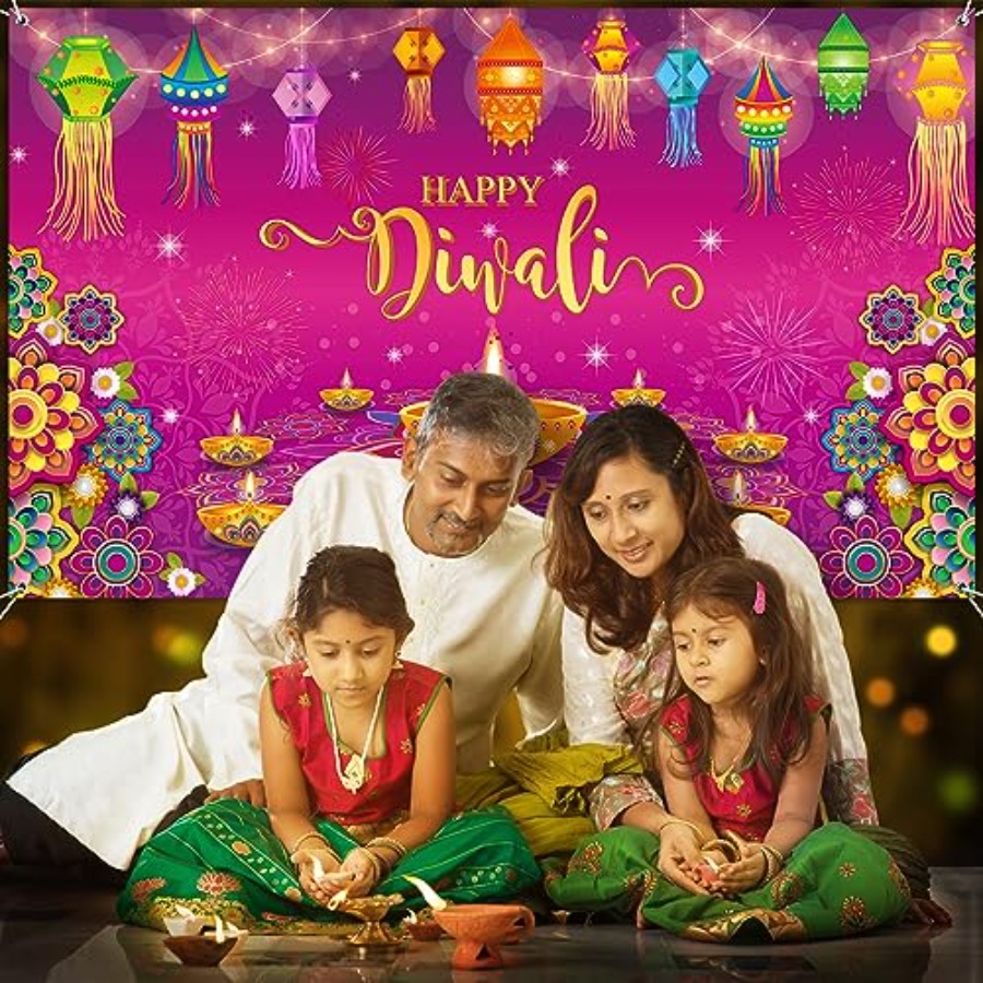 Happy Diwali Backdrop Banner D - Lighting Decoration For Diwali ulasan dan harga