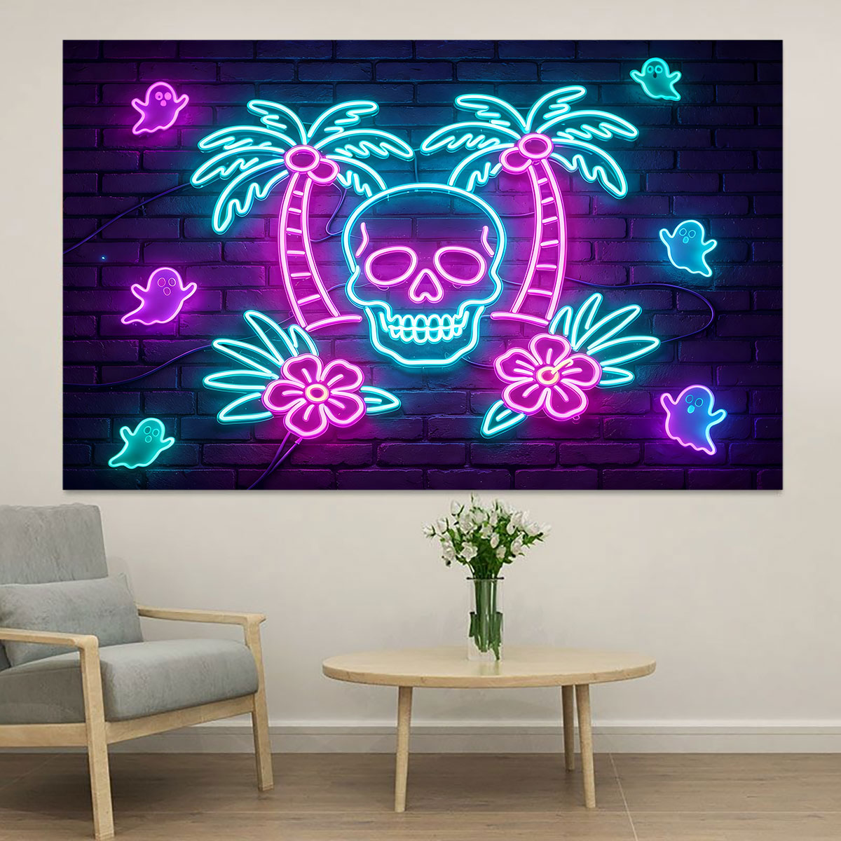 Neon Light Wall Sticker Palm T - Wall Decor Lighting Tree ulasan dan harga