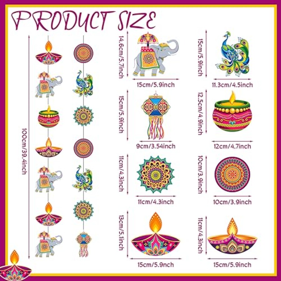 8 Pcs Happy Diwali Hanging Dec - Lighting Decoration For Diwali ulasan dan harga