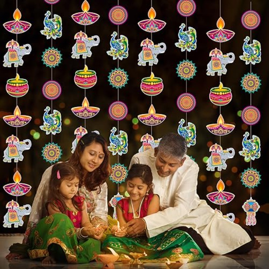 8 Pcs Happy Diwali Hanging Dec - Lighting Decoration For Diwali ulasan dan harga