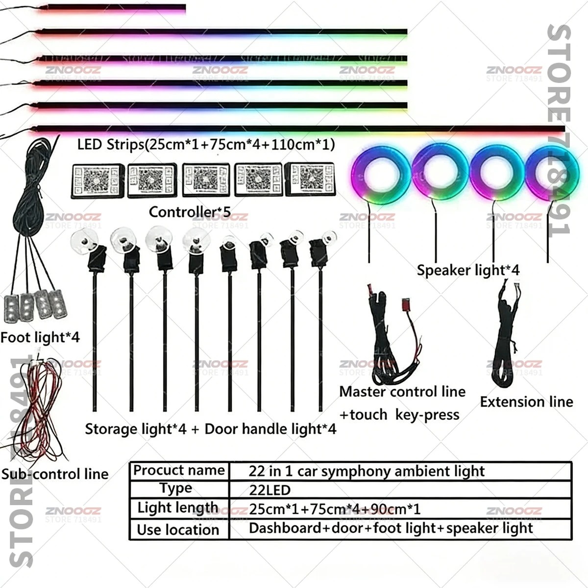 22in1 RGB Car Interior Acrylic - Lighting Decor Inc ulasan dan harga