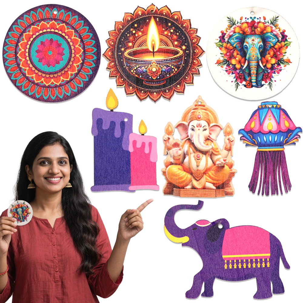 Diwali Themed Decor - Wooden C - Lighting Decoration For Diwali ulasan dan harga