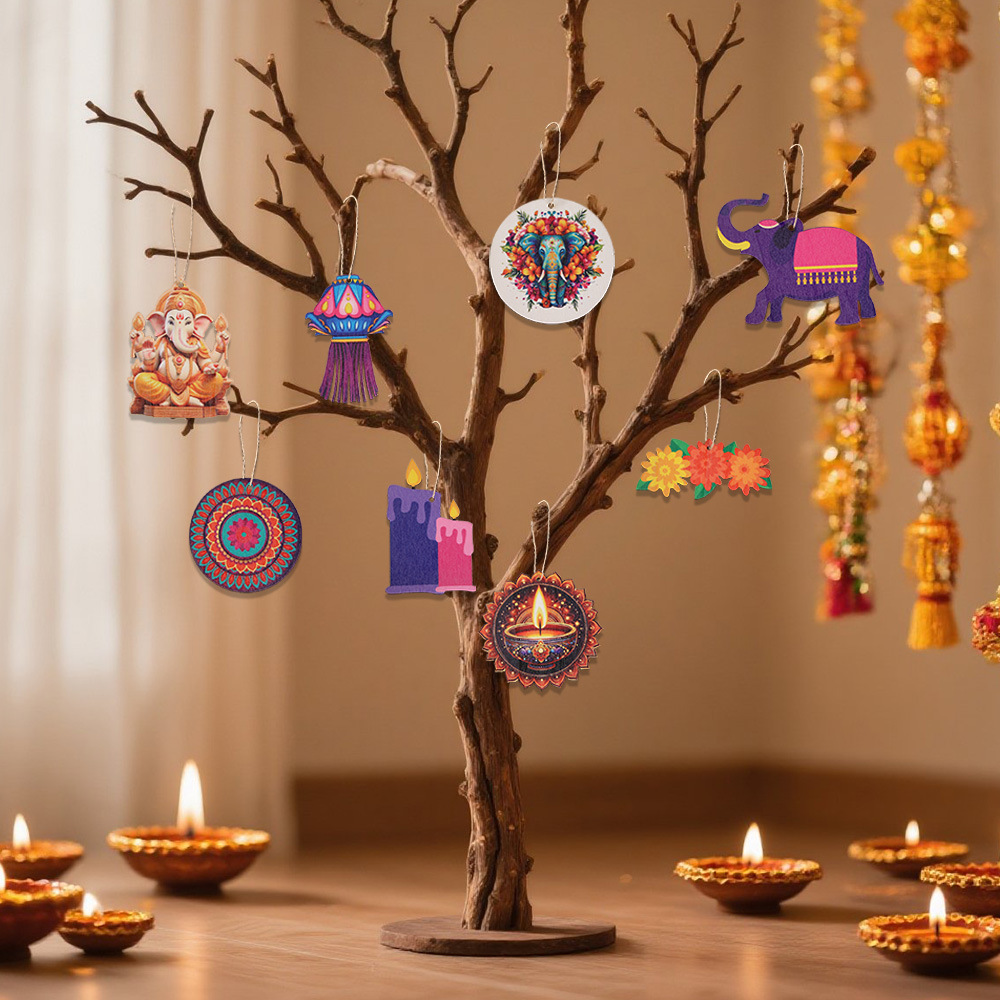Diwali Themed Decor - Wooden C - Lighting Decoration For Diwali ulasan dan harga