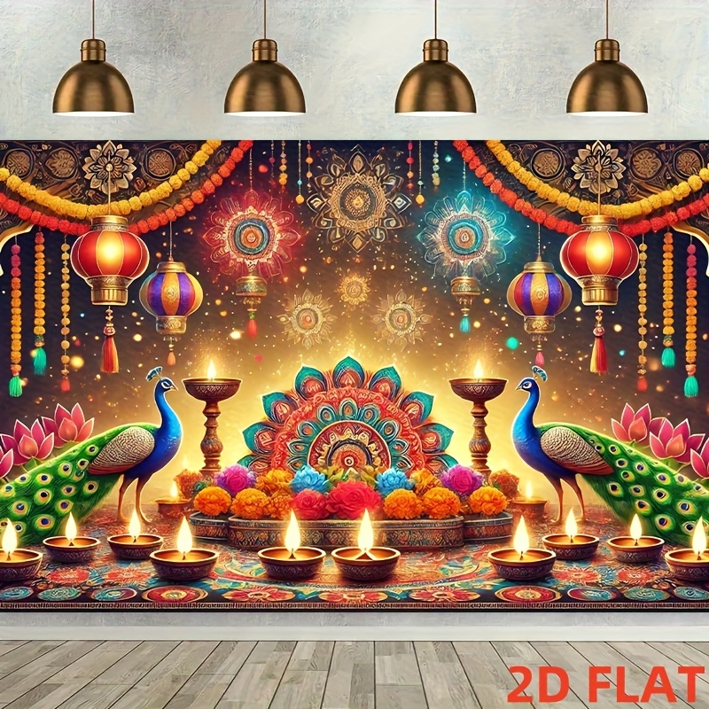 Diwali Peacock Lantern Tapestr - Lighting Decoration For Diwali ulasan dan harga