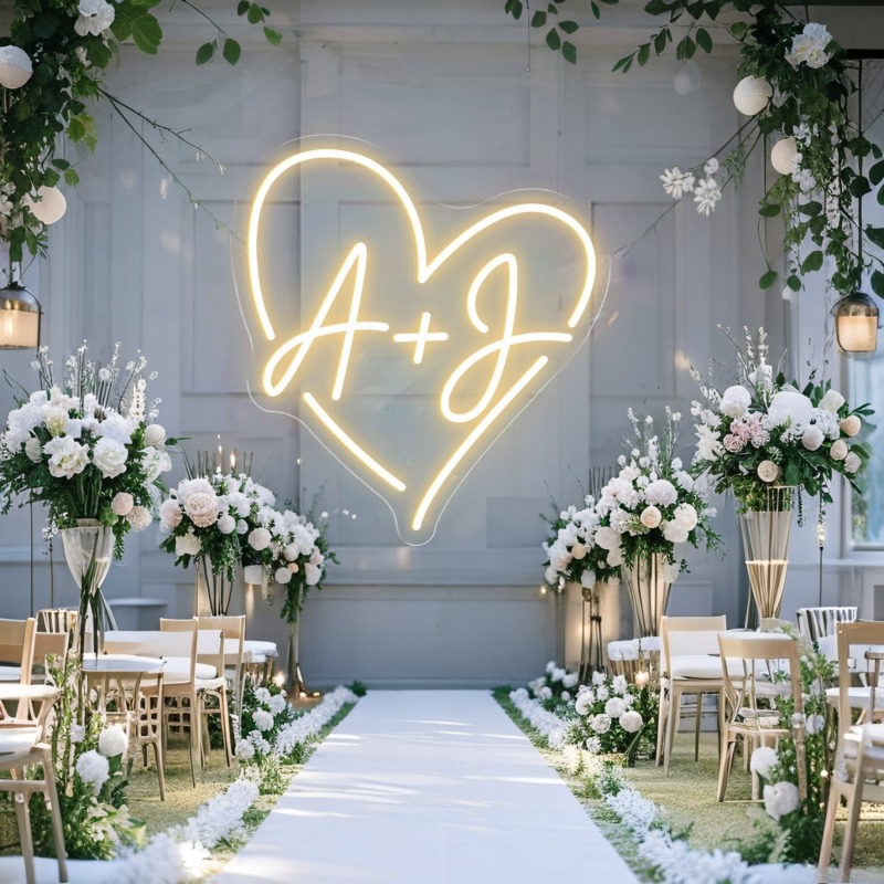 Custom Initials Heart LED Neon - Neon Sign Custom Led ulasan dan harga