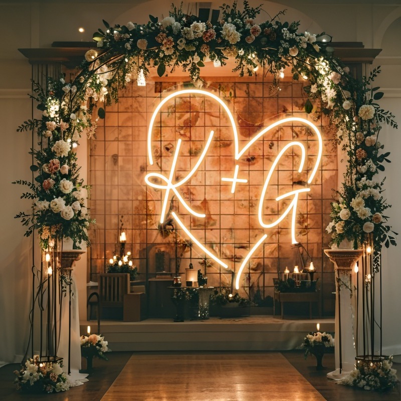 Custom Initials Heart LED Neon - Neon Sign Custom Led ulasan dan harga