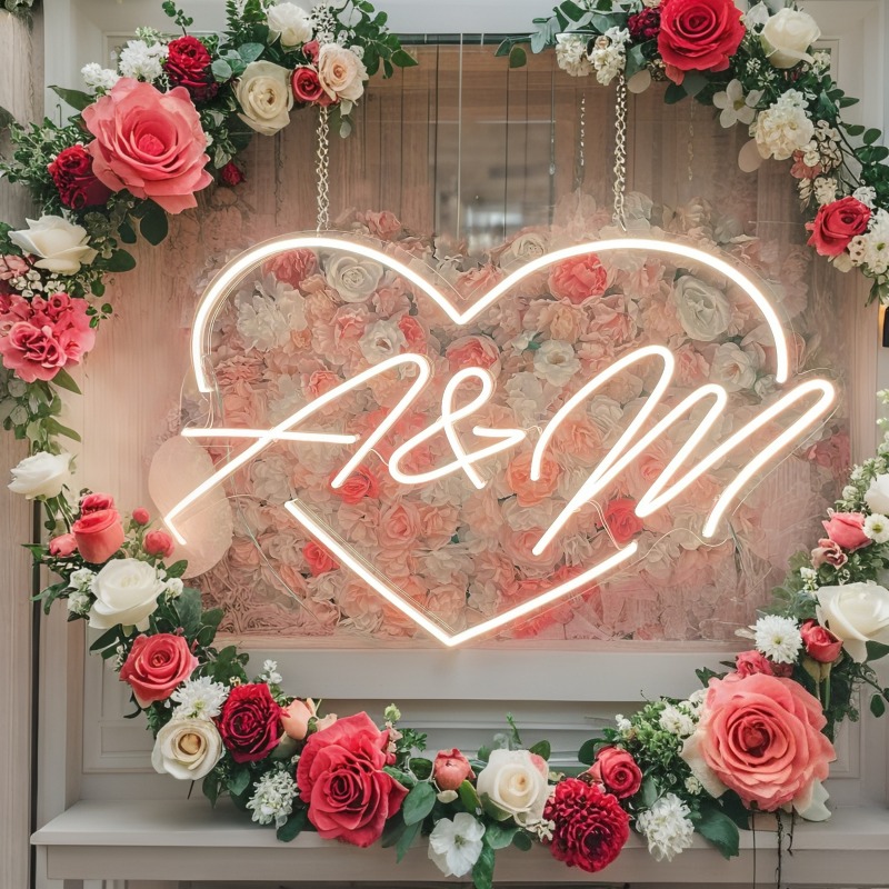 Custom Initials Heart LED Neon - Neon Sign Custom Led ulasan dan harga