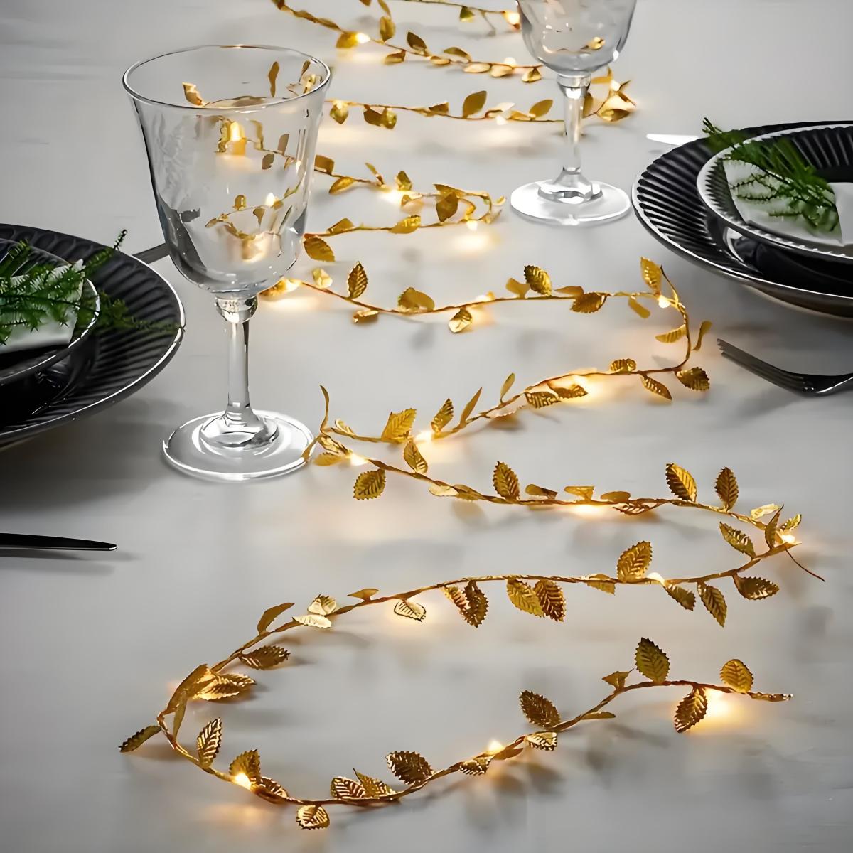 Led Romantic Golden Leaf Fairy - Lighting Decoration For Diwali ulasan dan harga