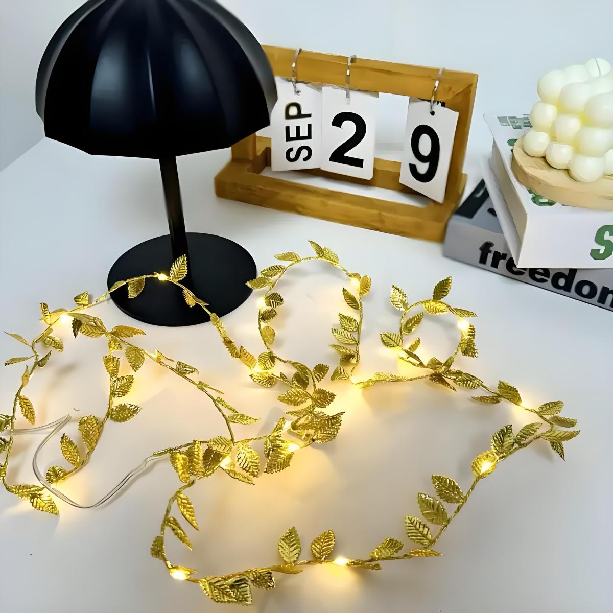 Led Romantic Golden Leaf Fairy - Lighting Decoration For Diwali ulasan dan harga