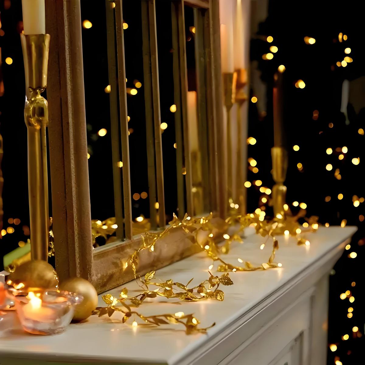 Led Romantic Golden Leaf Fairy - Lighting Decoration For Diwali ulasan dan harga