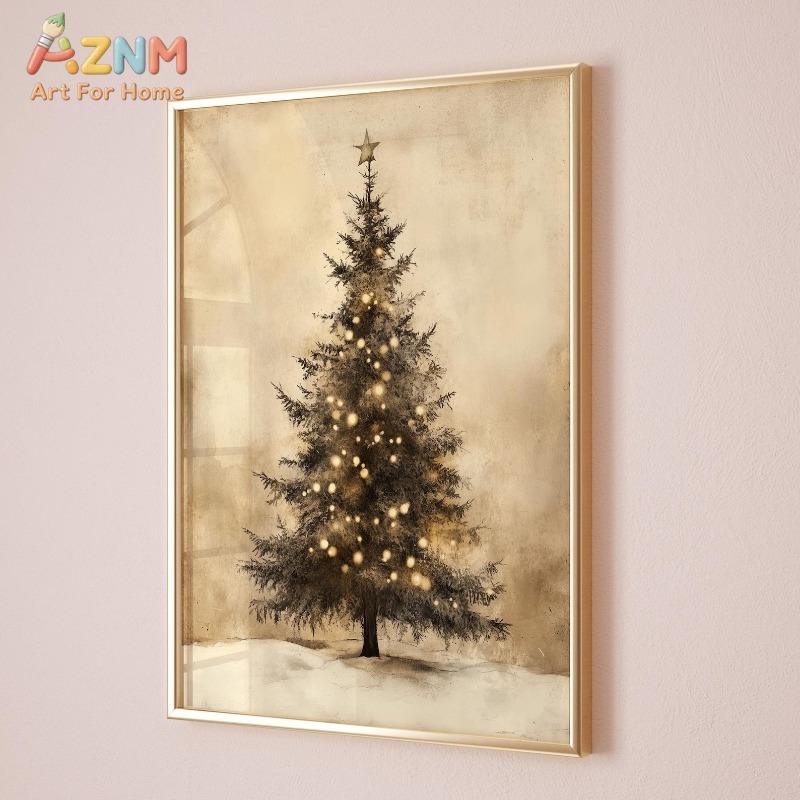 Aged Vintage Christmas Tree St - Wall Decor Lighting Tree ulasan dan harga