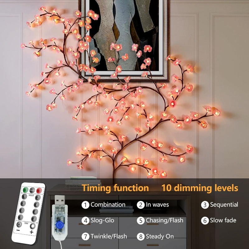LED Cherry Blossom Tree Branch - Wall Decor Lighting Tree ulasan dan harga