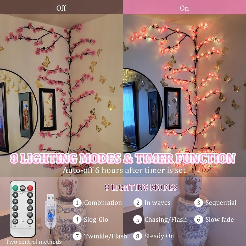 LED Cherry Blossom Tree Branch - Wall Decor Lighting Tree ulasan dan harga