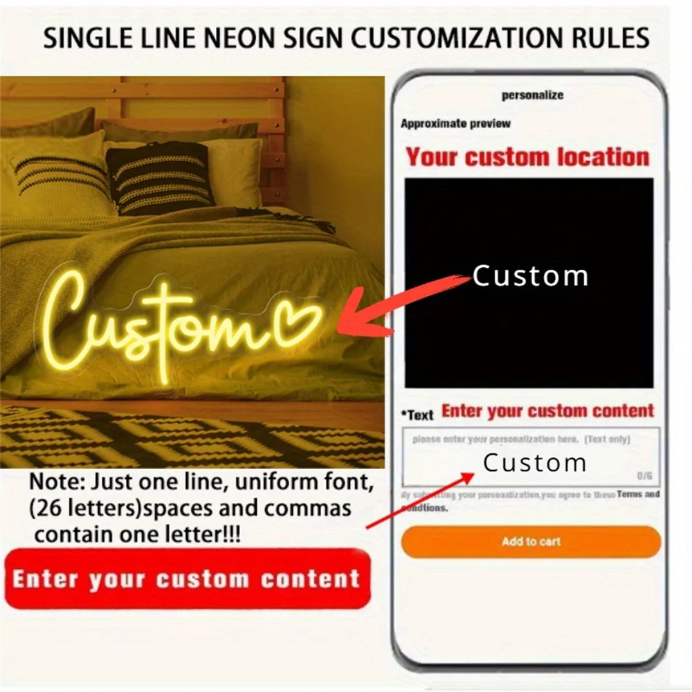 Custom LED Neon Sign Heart USB - Neon Sign Custom Led ulasan dan harga