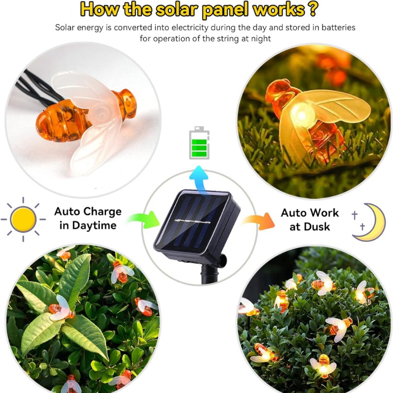 Solar Bee String Light 7m 50 L - Lighting Tree Decor ulasan dan harga