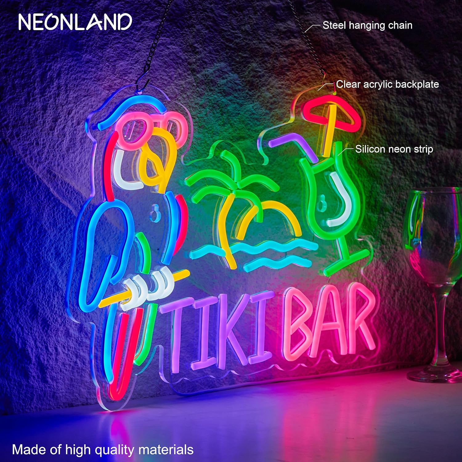 Tiki Bar Parrot Palm Tree Neon - Lighting Tree Decor ulasan dan harga