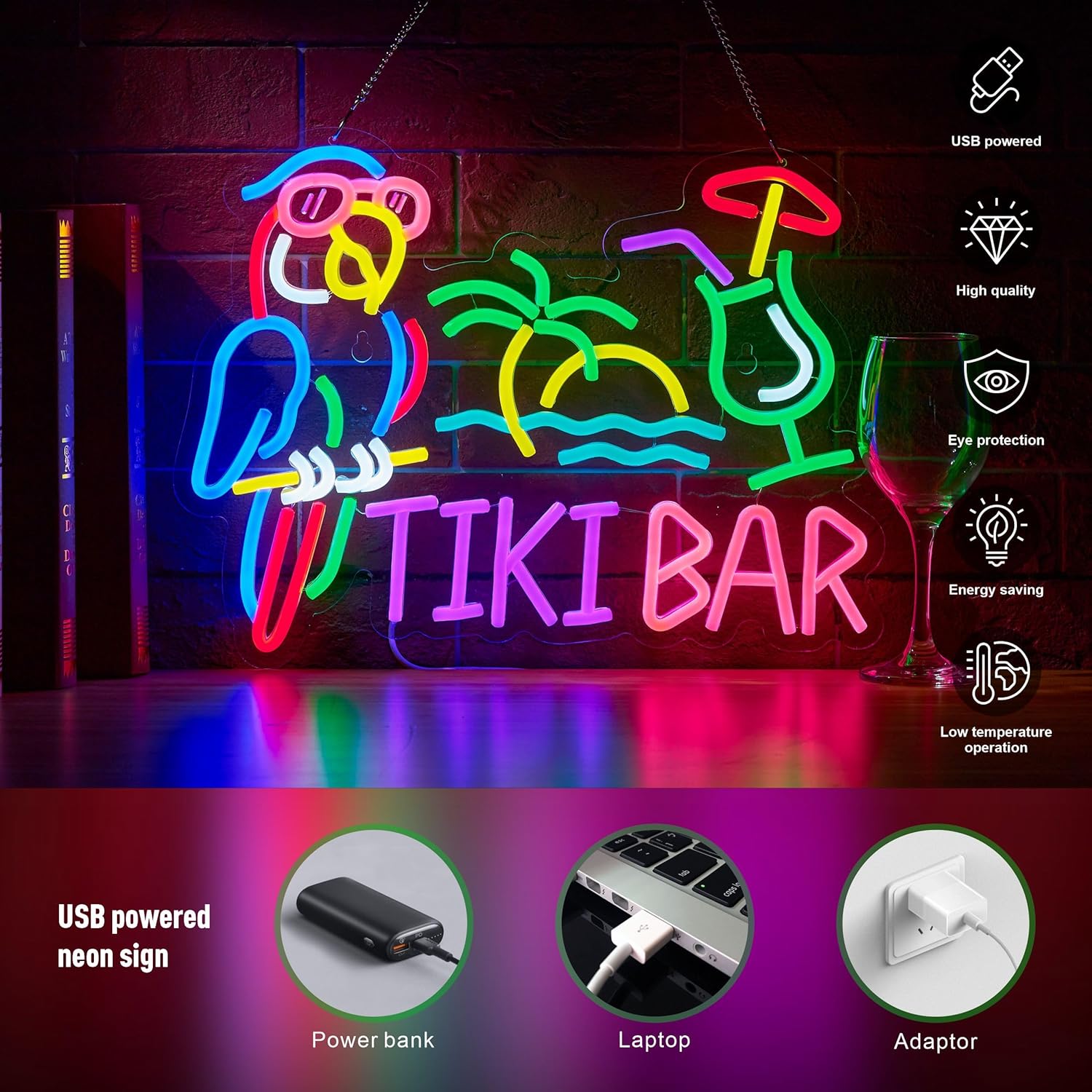 Tiki Bar Parrot Palm Tree Neon - Lighting Tree Decor ulasan dan harga
