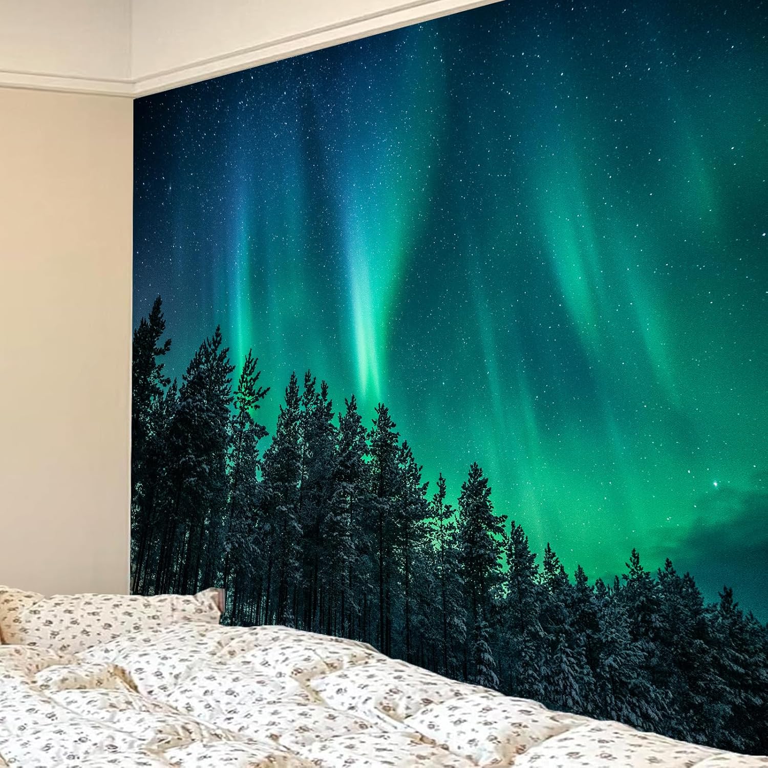 Large Northern Lights Tapestry - Wall Decor Lighting Tree ulasan dan harga