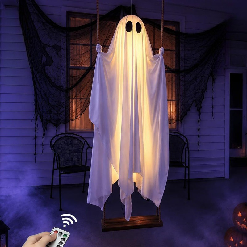 Hanging Swing Ghost Halloween  - Lighting Tree Decor ulasan dan harga